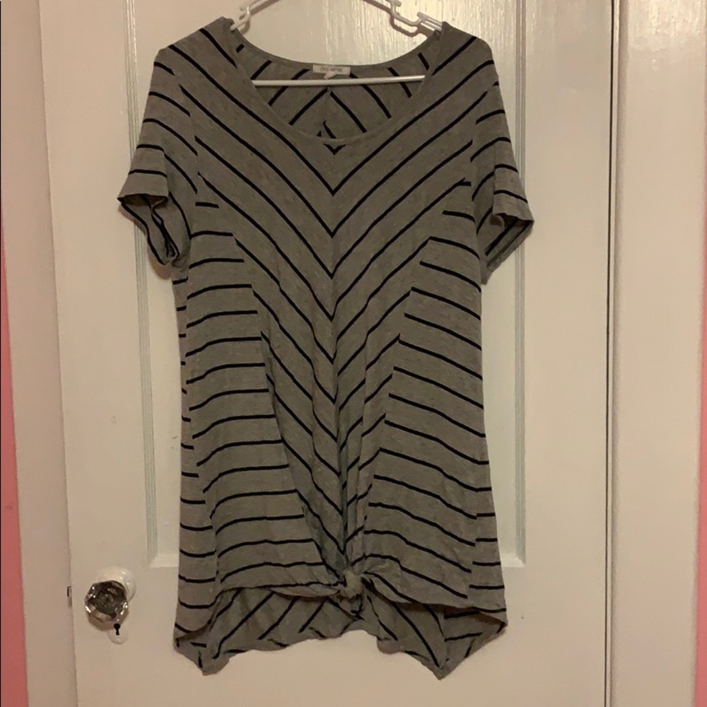 Grey and black Tunic length T-Shirt